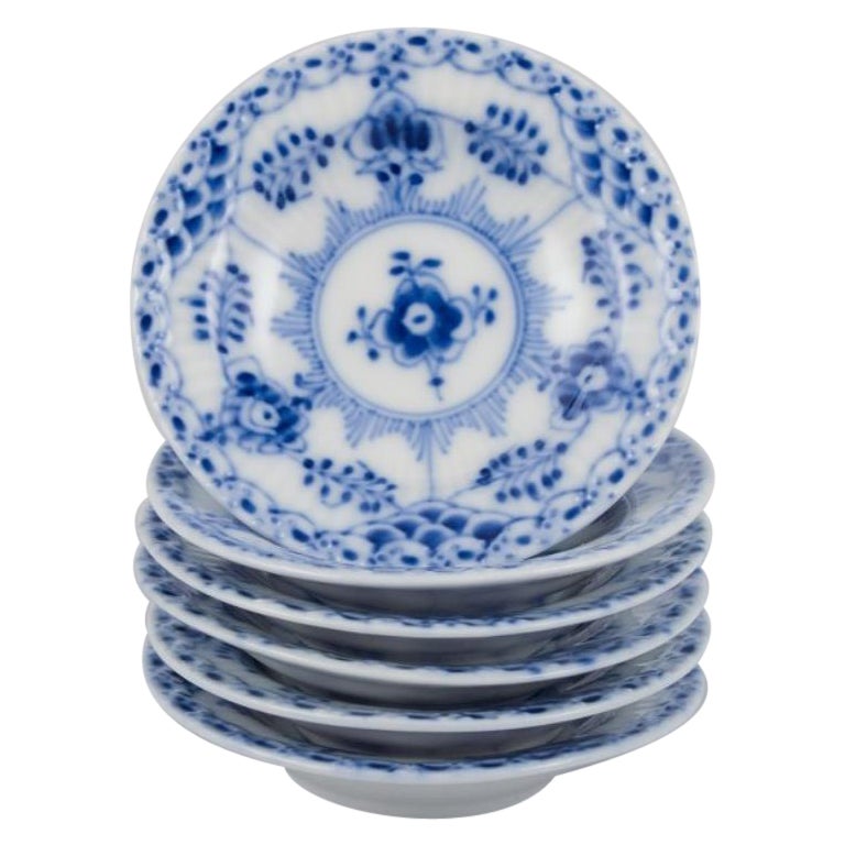 Royal Copenhagen Blue Fluted Half Lace. Set of six caviar bowls/butter pats.