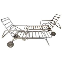 Pair of Machine Age or  Art Deco Aluminum Chaise Lounges for Outdoor Patio