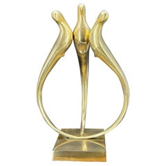 Large Abstract Brass Bird Sculpture by Dolbi Cashier