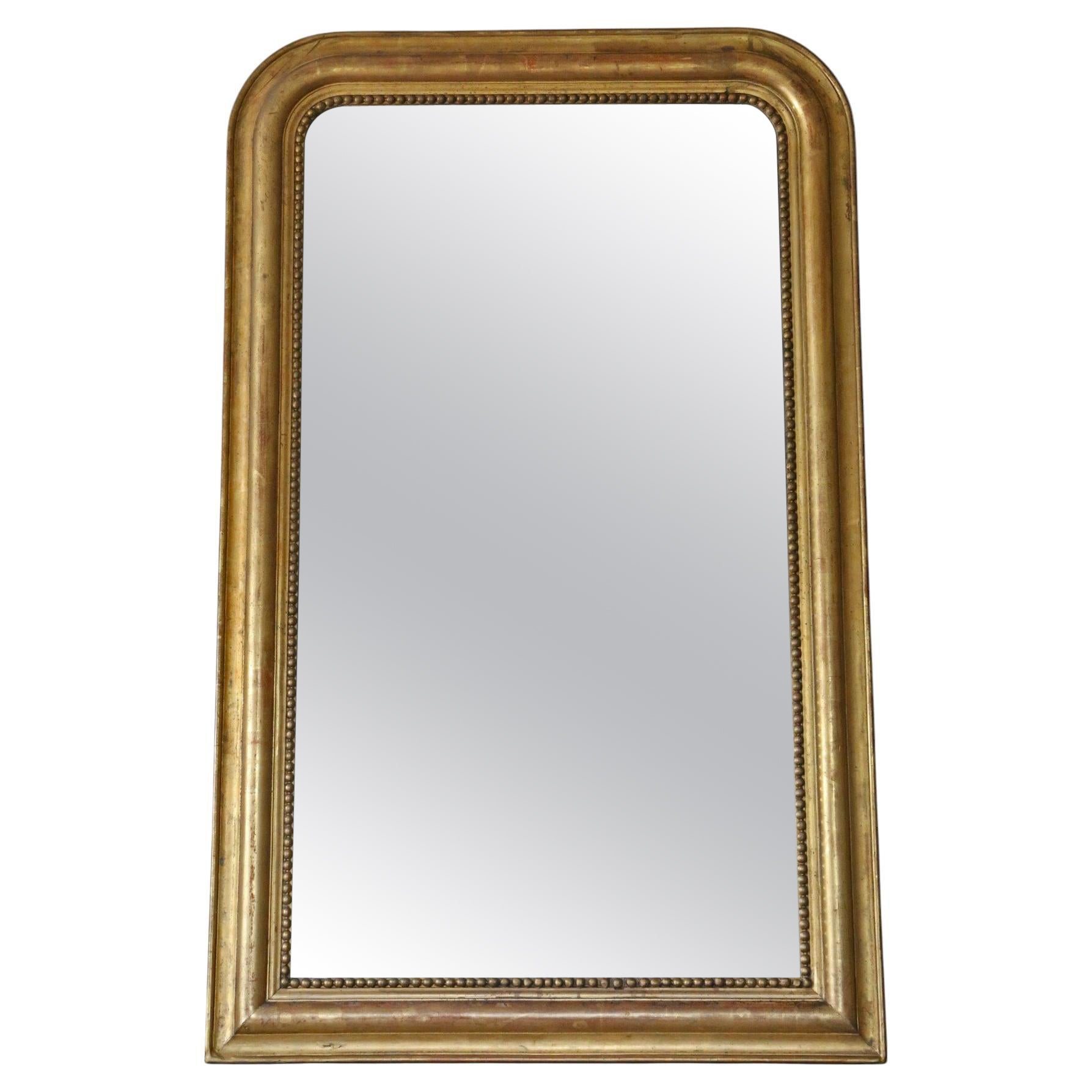 Antique Large 19ème siècle Gilt Overmantle Wall Mirror - High-Quality