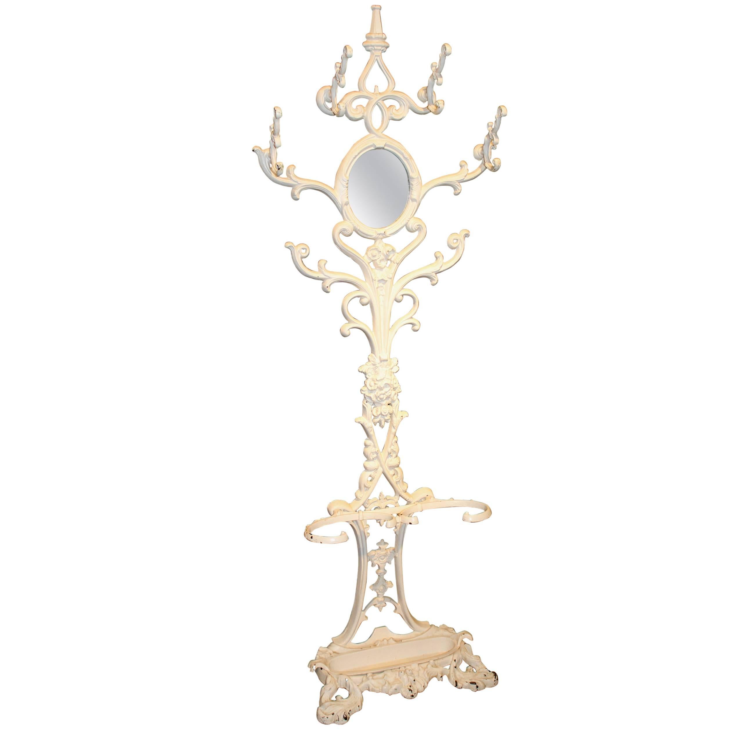 Victorian Cast Iron Hall Tree with Mirror
