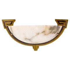 Bronze & Alabaster Art Deco Einzelner Wandleuchter - Frankreich 1930er Jahre