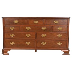 Baker Furniture Georgian Carved Mahogany Ten-Drawer Dresser, Newly Refinished
