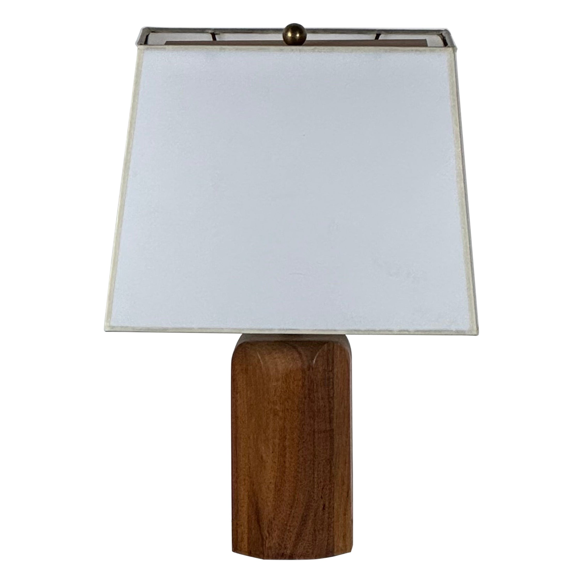 Chic Octagonal Walnut Desk Lamp with Custom Shade and Diffuser For Sale