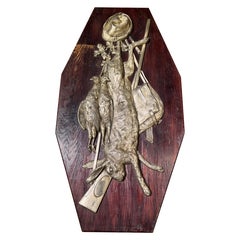 Antique Hunting Wall Plate 1910 Signed Rabbit Rifle