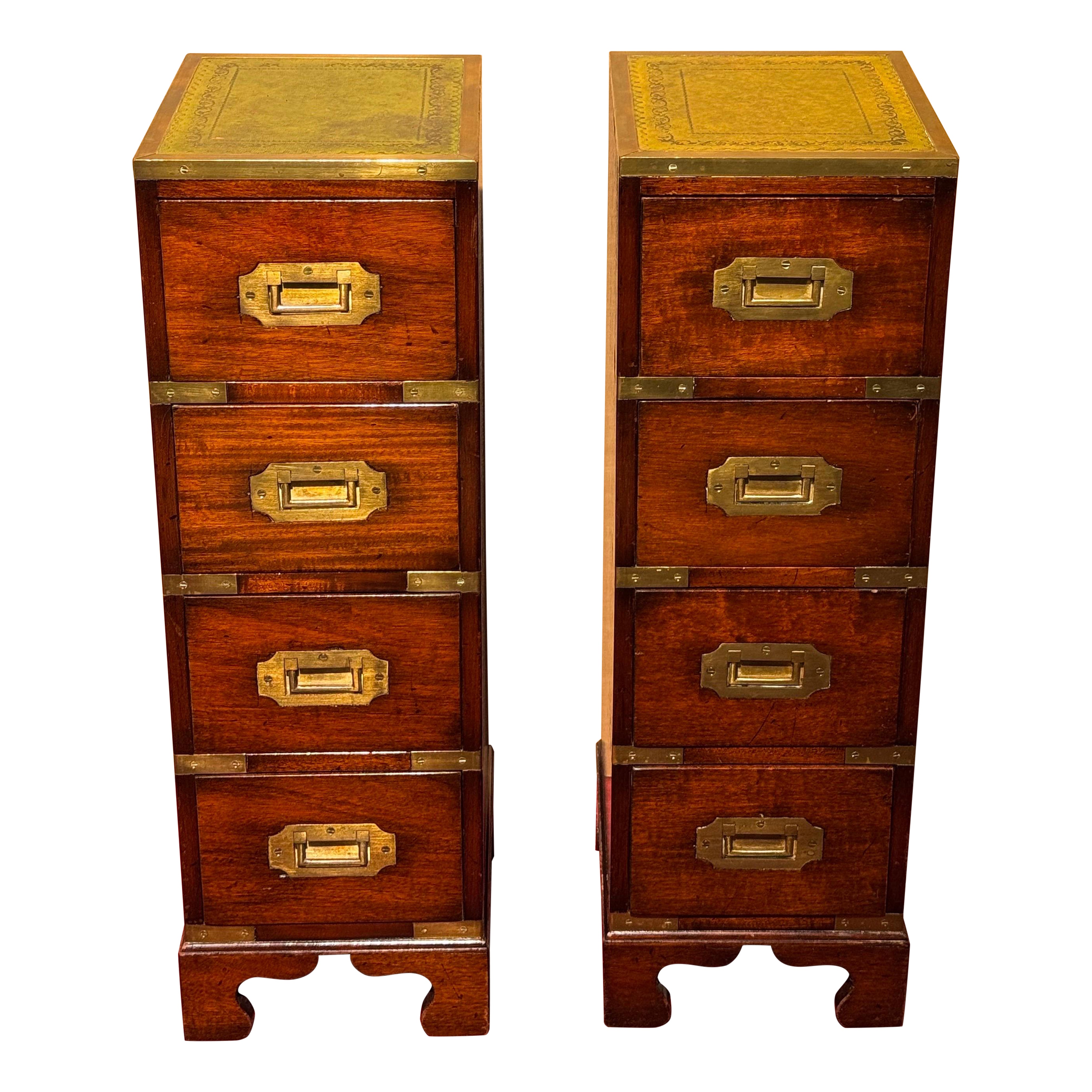 2x Cassettiera militare comodini in pelle, 1850 in vendita