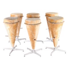 Vintage Set of 6 velvet stools