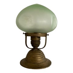 Green Glass Art Deco Small Ceiling Lamp, 1950s, Germany