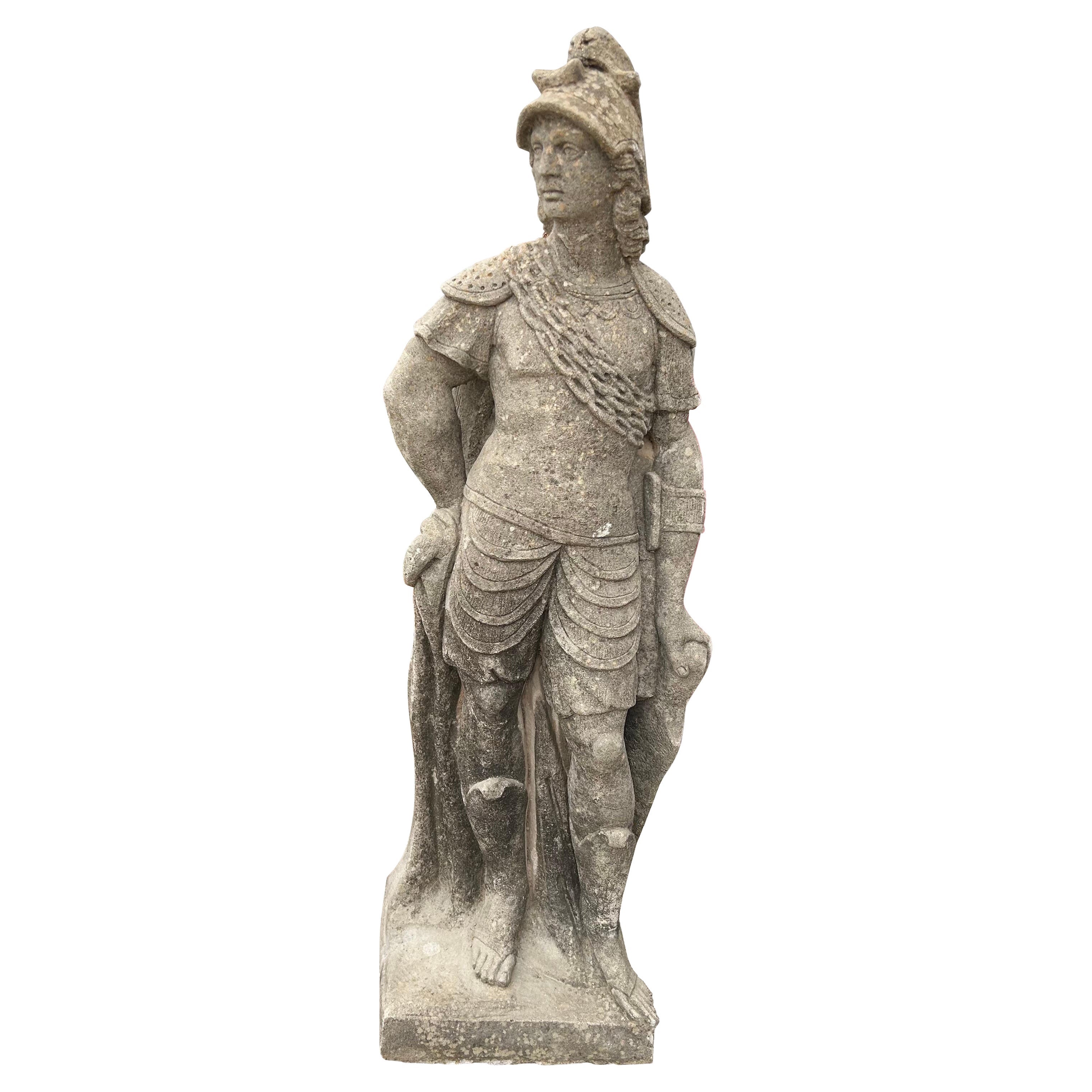 Grande statue de jardin d'un soldat romain