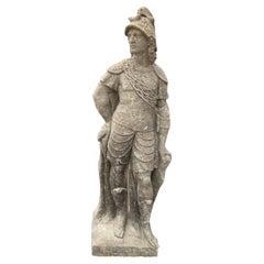 Large Cement Garden Statue Of A Roman Soldier