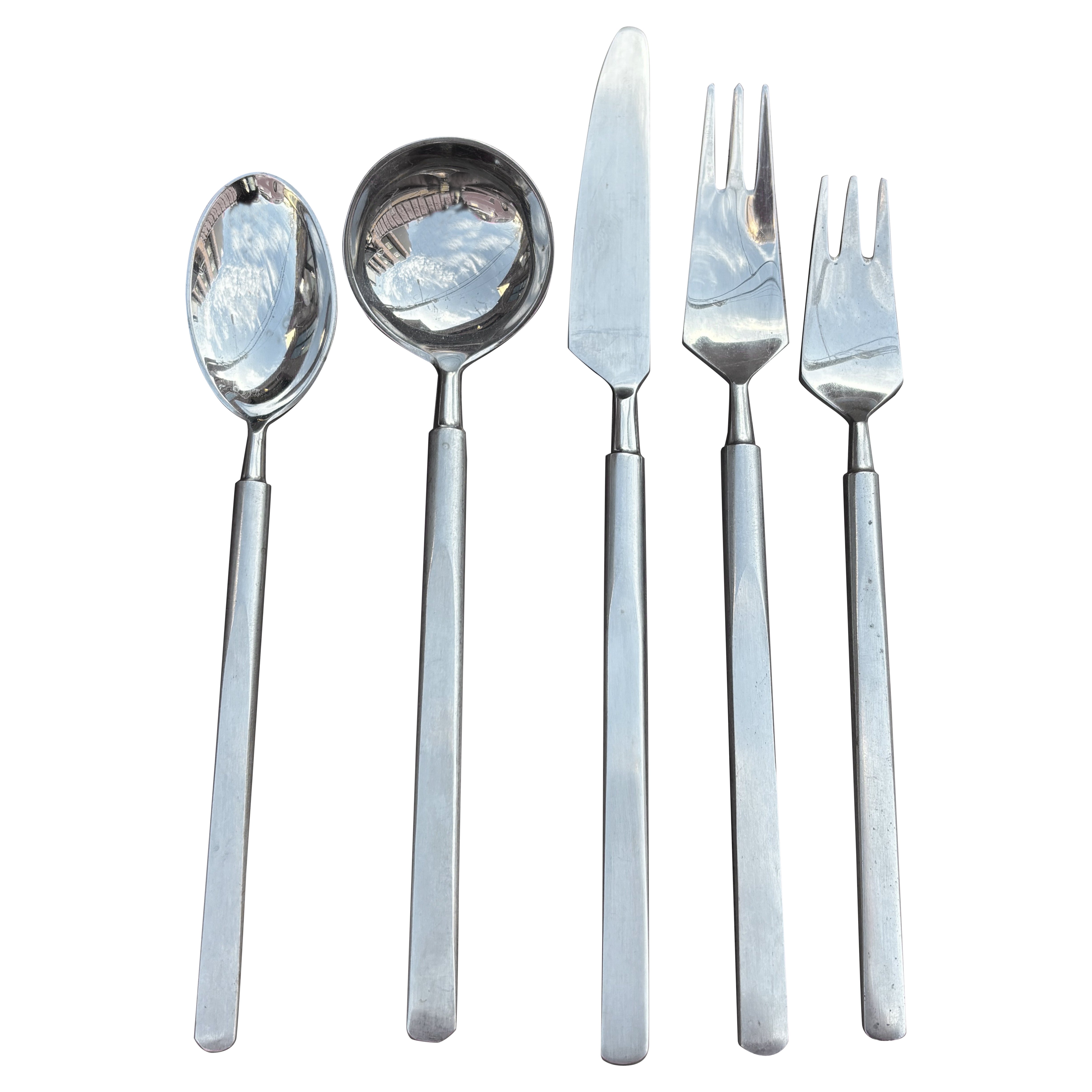 Erik Herlow Obelisk Stainless Flatware Set for Copenhagen Cutlery