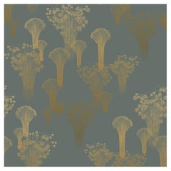 Fireworks Wallpaper Gold on Sage Green background: Le Grand Feu