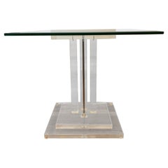 Mesa Auxiliar Vintage Rascacielos Lucite y Cristal