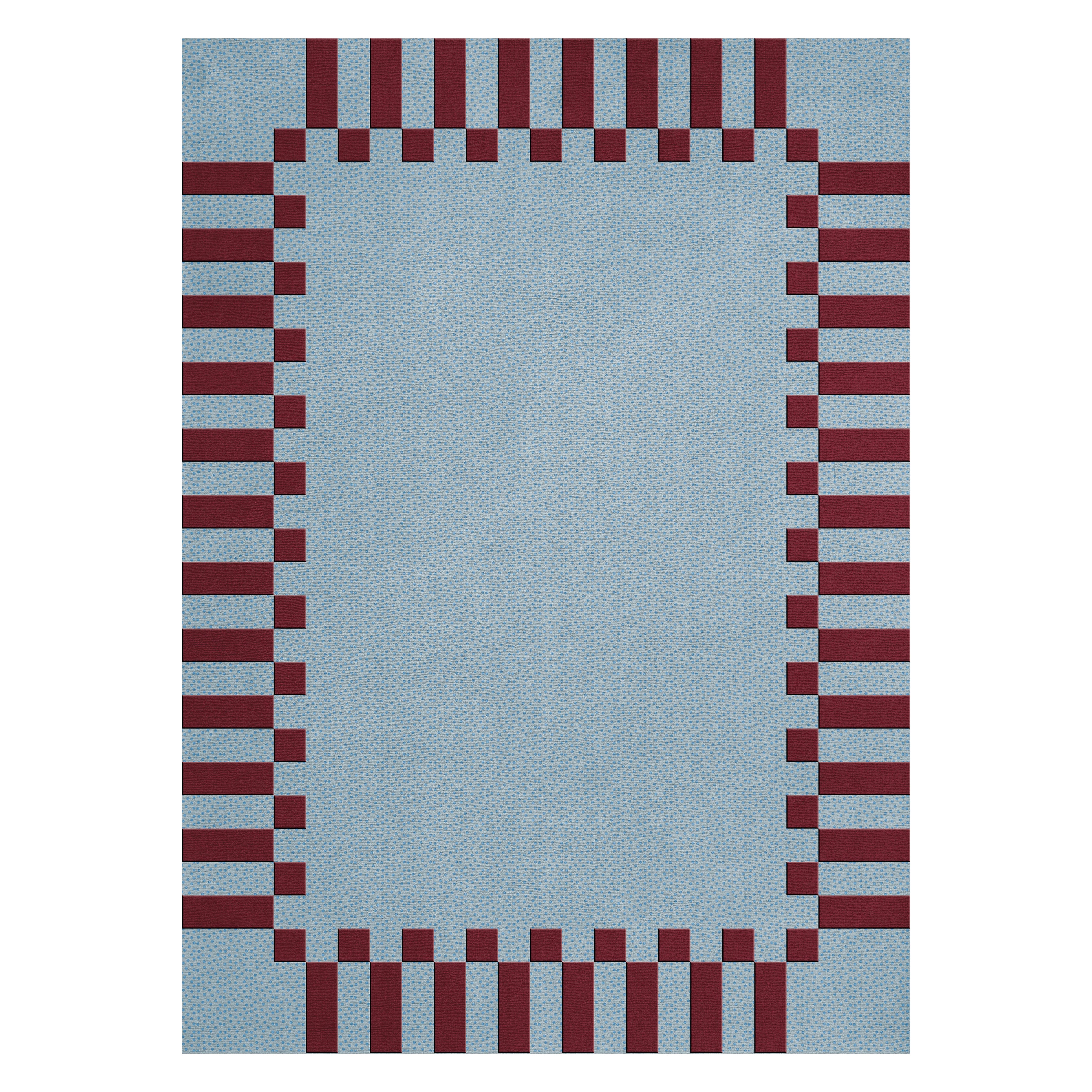 Tappeto Teklan Frame Wool Mullberry Sky in vendita