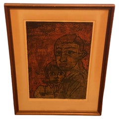 William Fredericksen firma la pittura ad encausto moderna di metà secolo Paura, 1956