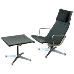 Charles Eames Aluminum Group Lounger and Ottoman