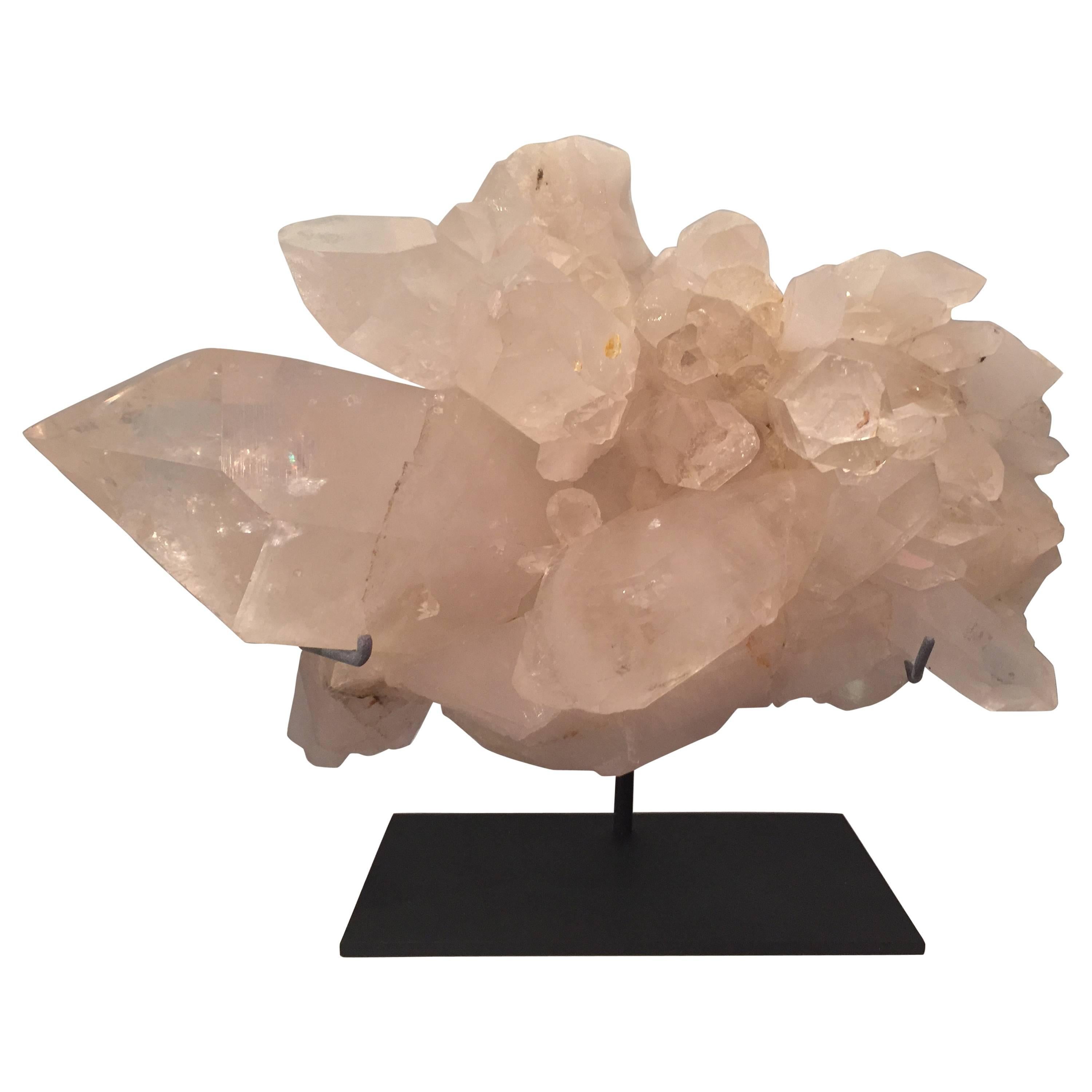 Large Rock Crystal Quartz Specimen on a Custom Mount 