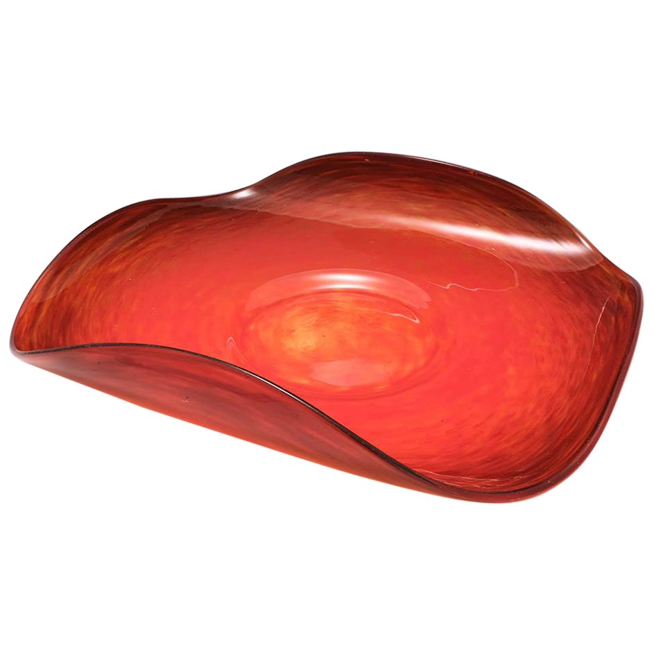 Centro de mesa Schneider Verre Francais de vidrio moteado c1925