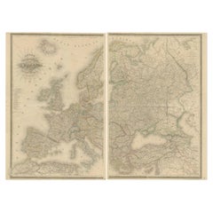 Majestuoso Mapa de Europa de Andriveau-Goujon - Vista continental completa - ca.1849