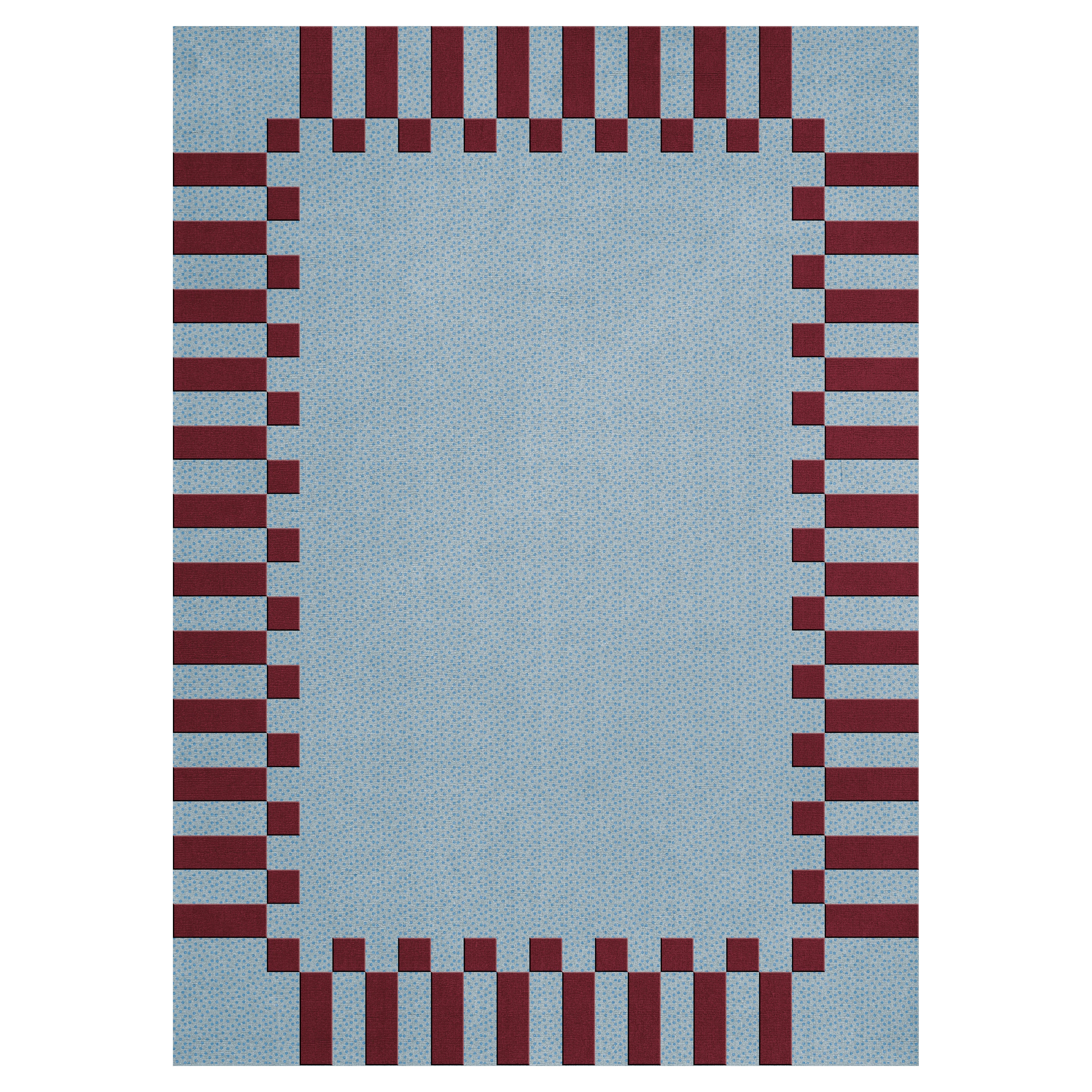 Tappeto Teklan Frame Wool Mullberry Sky