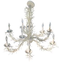 Coral Shell Chandelier Palm Beach Nine Light Shades Metal Hollywood Regency 1