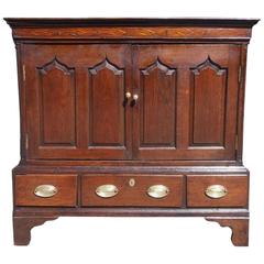 Antique English Mahogany and Oak Inlaid Mule Chest, Circa 1750