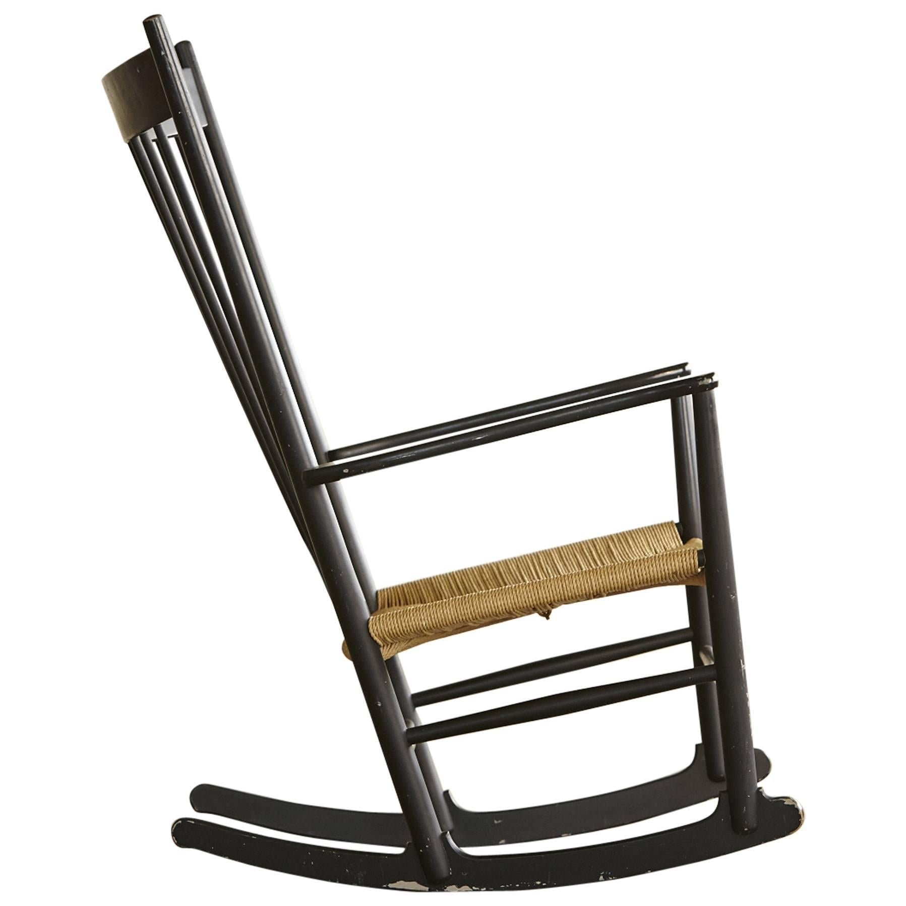 Rocking Chair J16, Black Rocker designed by Hans Wegner