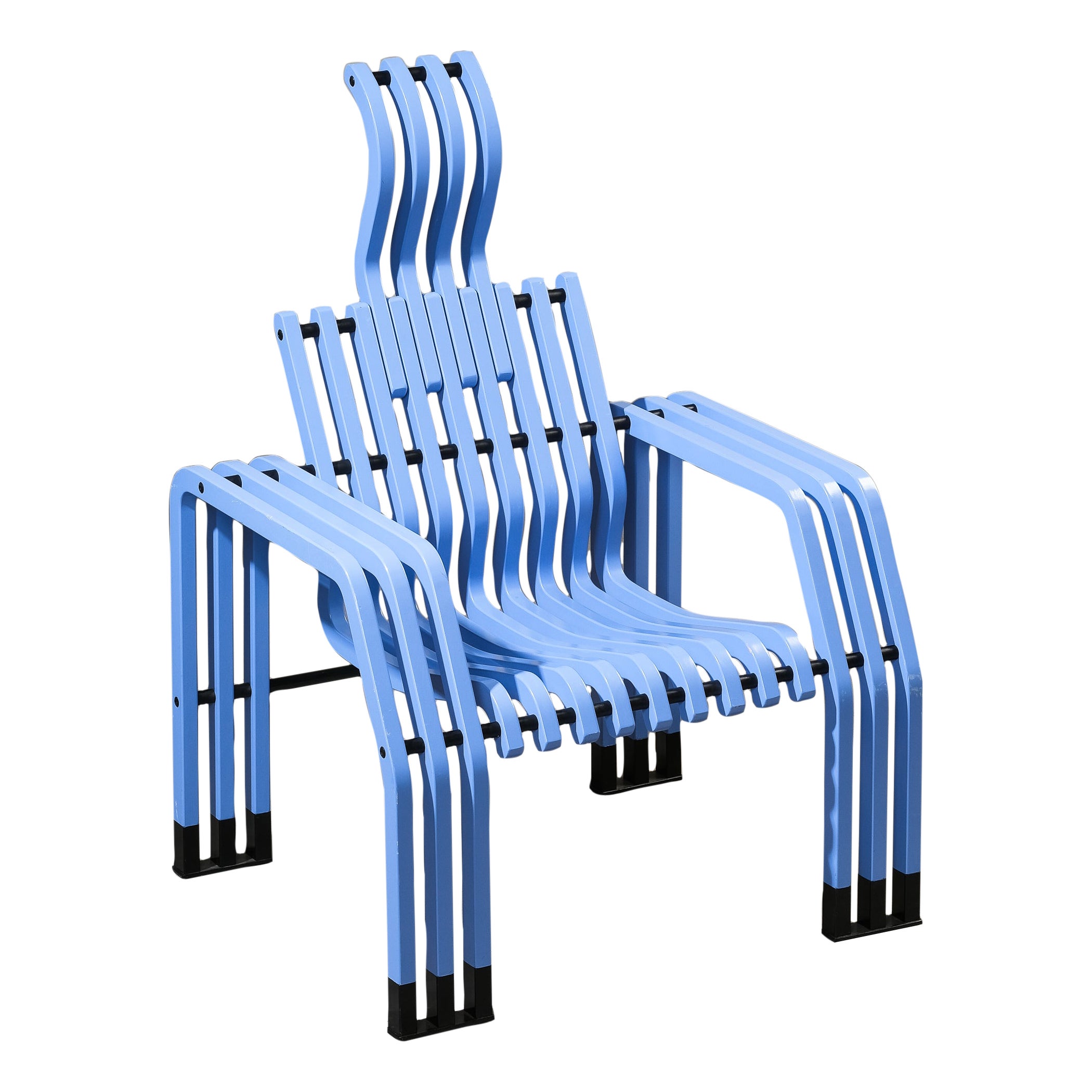 Blue "Scheletro" Chair by Kari Asikainen for P. O. Korhonen Oy, Finland, 1980s