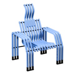 Blue "Scheletro" Chair by Kari Asikainen for P. O. Korhonen Oy, Finland, 1980s