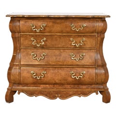 Baker Furniture Dutch Louis XV Burled Walnut Bombe Chest or Commode
