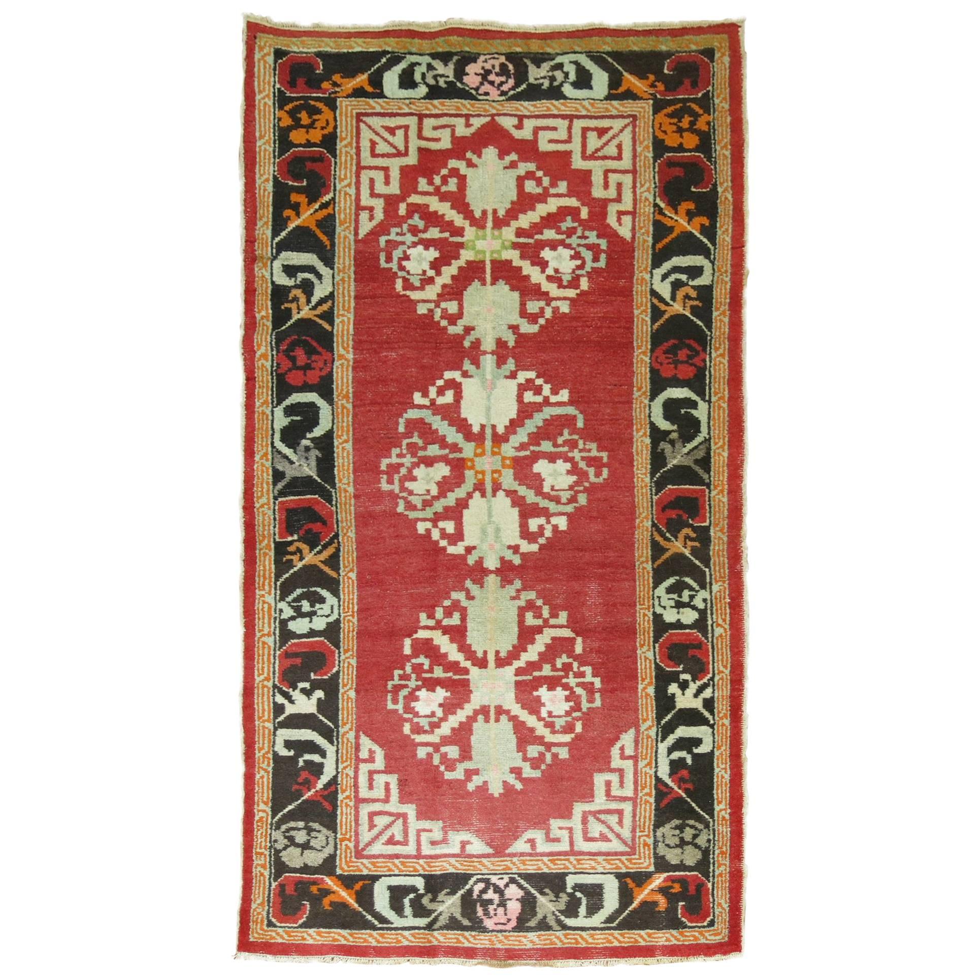 Vintage Turkish Rug influenced by Mongolian Style Rugs