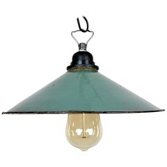 Industrial Petrol Enamel Factory Pendant Lamp, 1960s