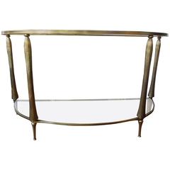   French Bronze/Brass And Glass Console Table Inspired By Andre Arbus