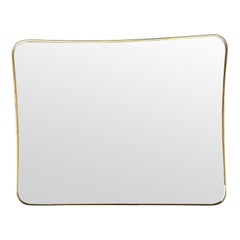 A large orignal 1950s Italian landscape overmantel brass framed mirror
