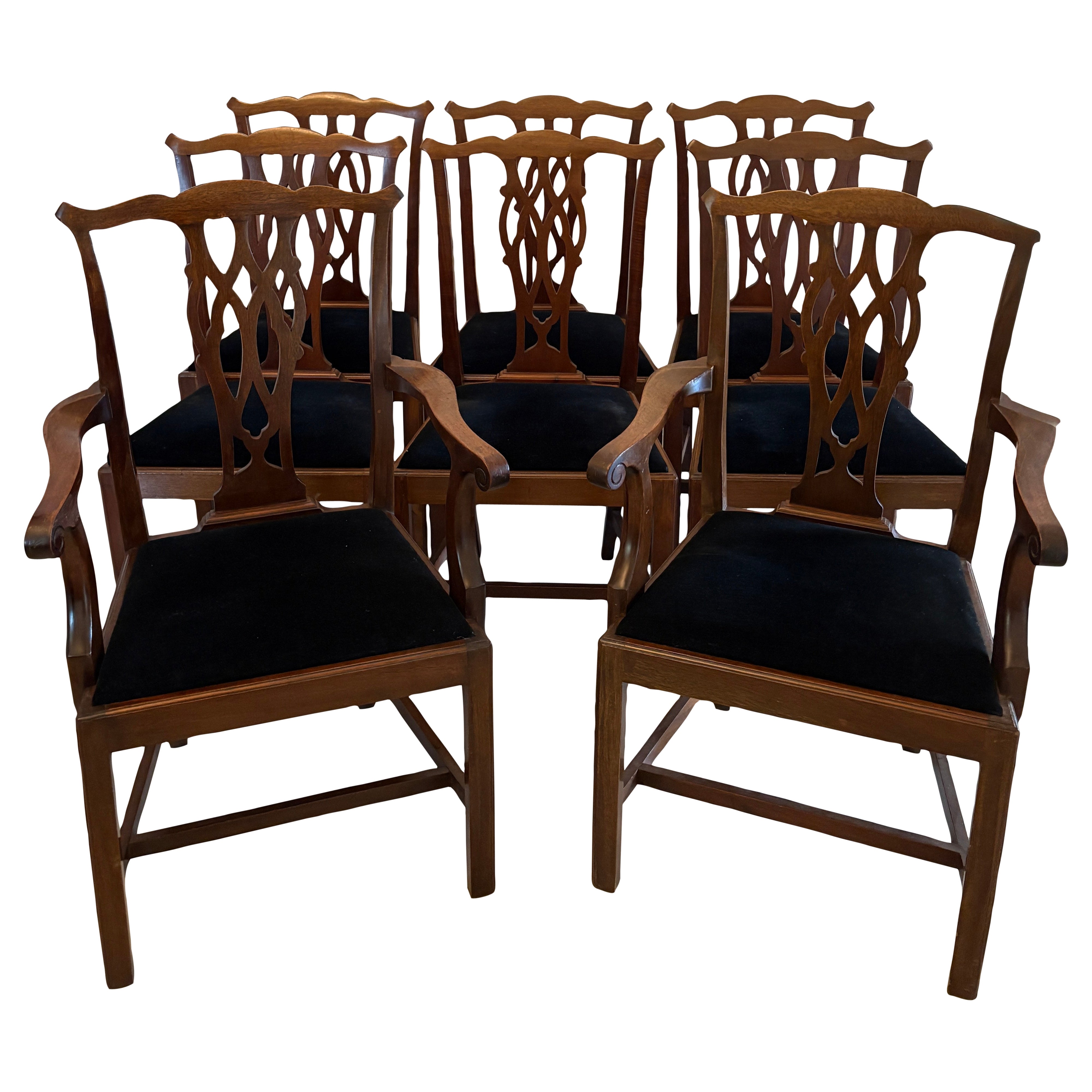 Set of 8 Antique Edwardian Quality Mahogany Dining Chairs