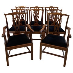 Ensemble de 8 chaises de salle à manger anciennes en acajou de qualité édouardienne