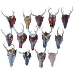 Excellent Collection of 14 Deer Masks from Guatemala