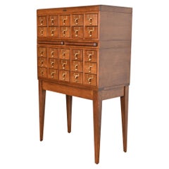 Vintage Mid-Century Modern 25-Drawer Oak Library Card Catalog, Newly Refinished