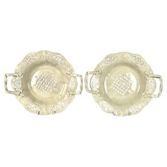 Antique Leeds Pottery Creamware Berry Strainers Pair 19th Century England