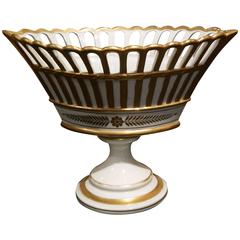 French Empire Gilt Porcelain Jardiniere in a Navette Form, Early 20th Century  