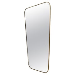 Mid Century Modern Vintage Golden Metal Rectangular Full-Length or Floor Mirror