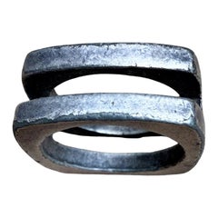 Heavy Metal Silver Ring Double Band Modernist design