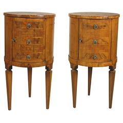 Pair of Italian Neoclassical Inlaid Walnut Commodini 10