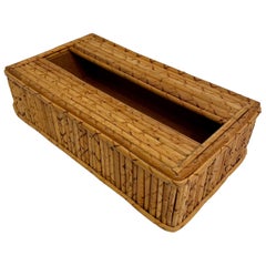Porte-boîte à mouchoirs en osier et bambou