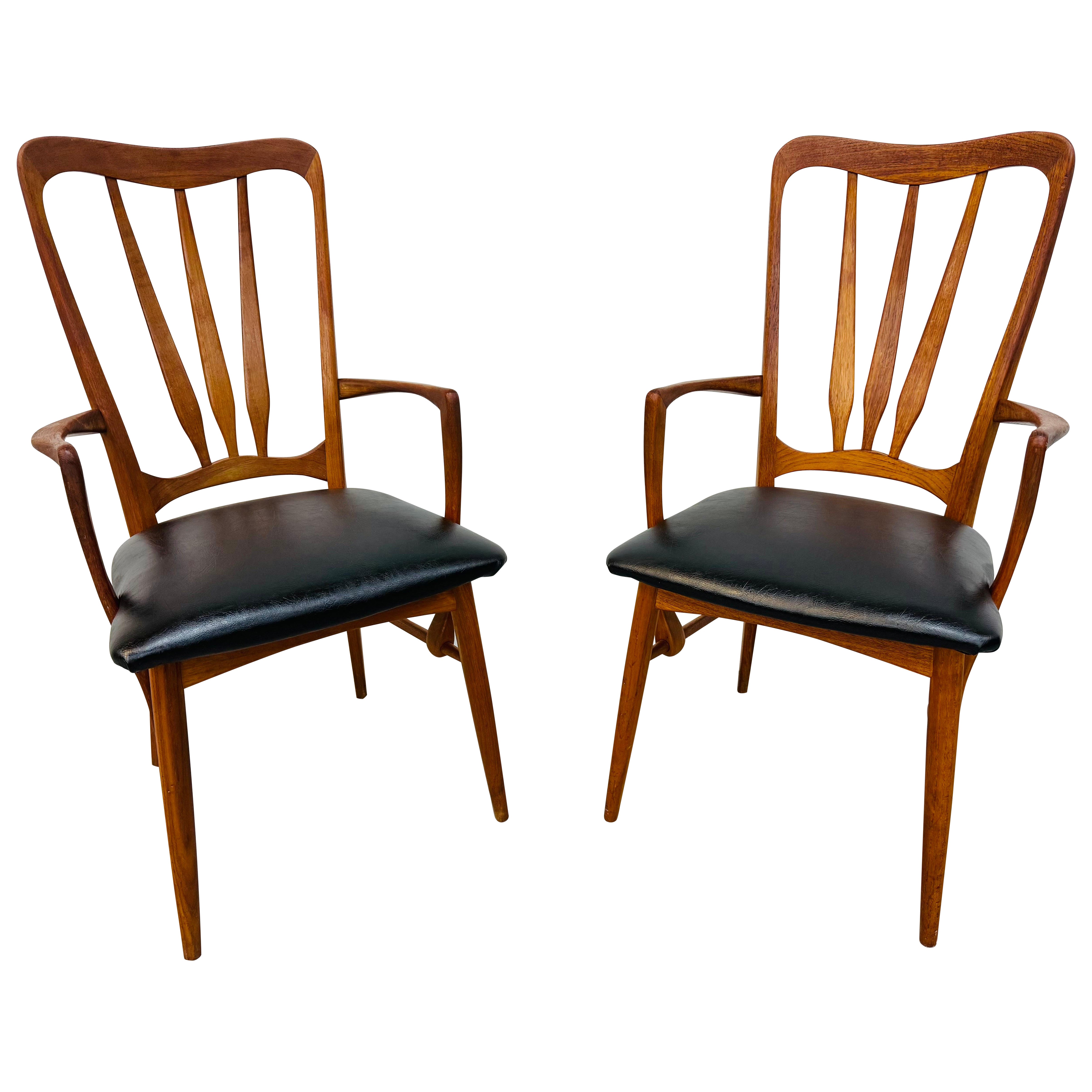 Mid-Century Danish Modern Teak Koefoed Ingrid Arm Chairs - Set of 2
