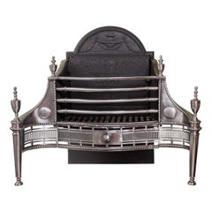 Georgian Style Polished Steel and Iron Fire Basket