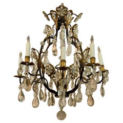 Vintage French Maison Bagues Bronze and Rock Crystal Chandelier