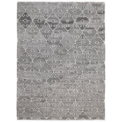 Trial Ram’s horn Gray and Ivory Geometric Wool Flatweave Rug 10'4''x13'1''