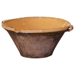 Französische gelb glasierte Terrakotta-Schale "Tian" aus der Provence, 19.