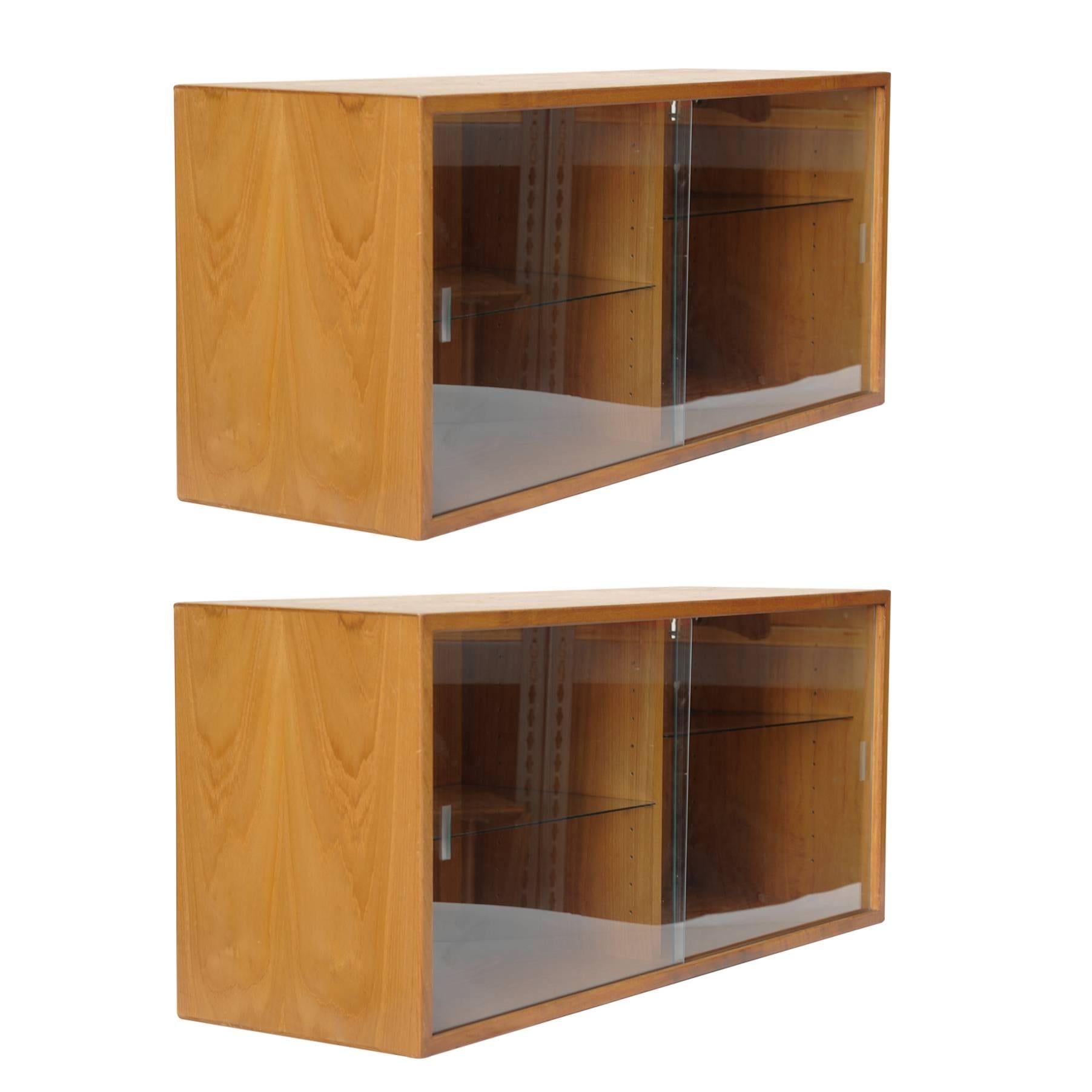Pair of Floating Danish Teak Wall Hang Bookcases For Sale